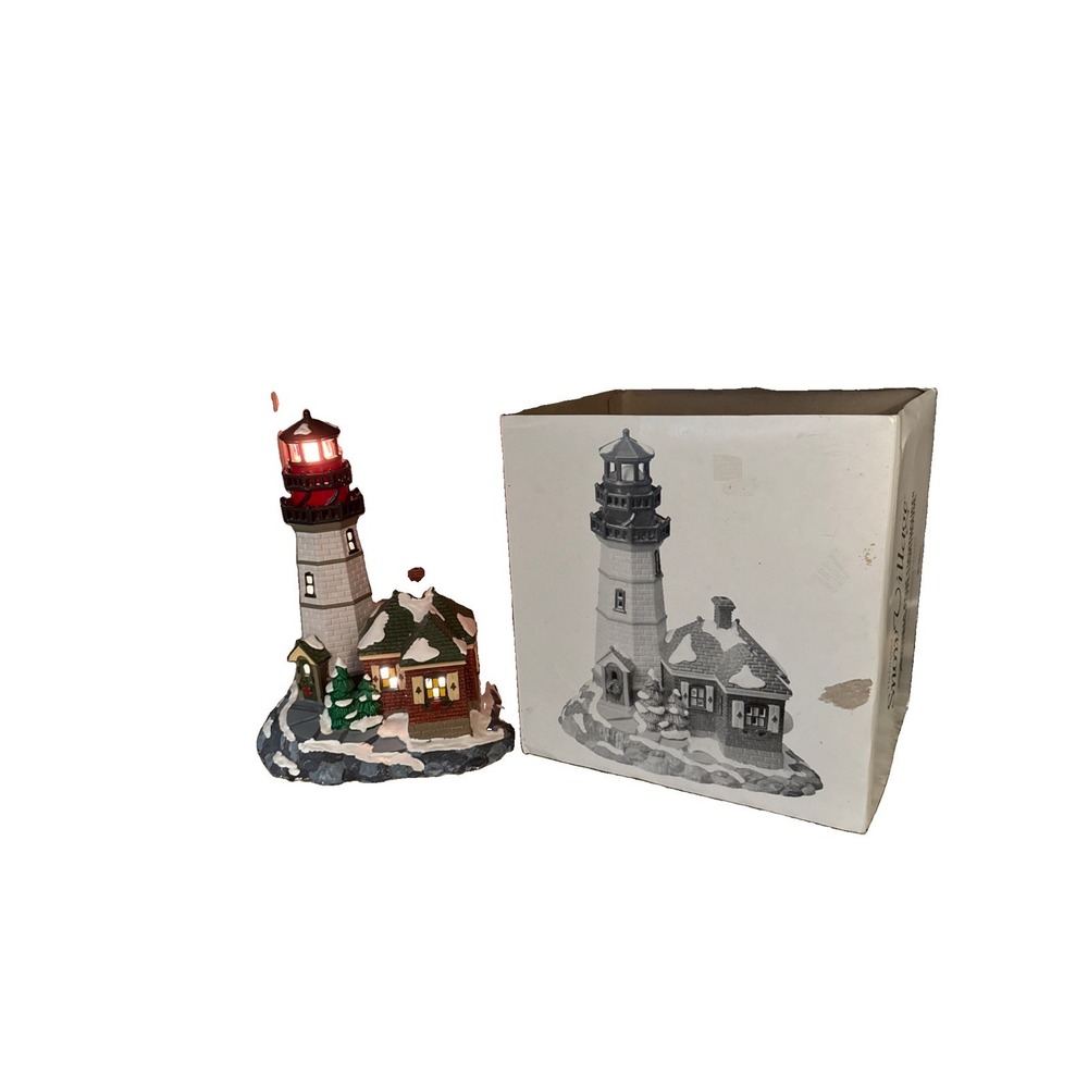 Dept 56 Snow Village 1995 Lighted Christmas Cove Lighthouse Building Vintage